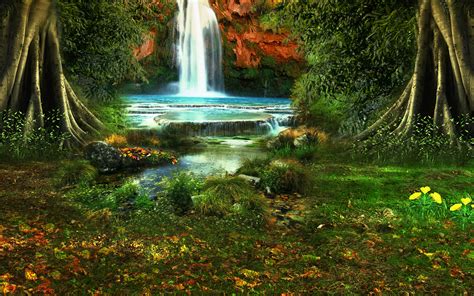 Forest Waterfall Hd Wallpaper Background Image 2560x1600 Id