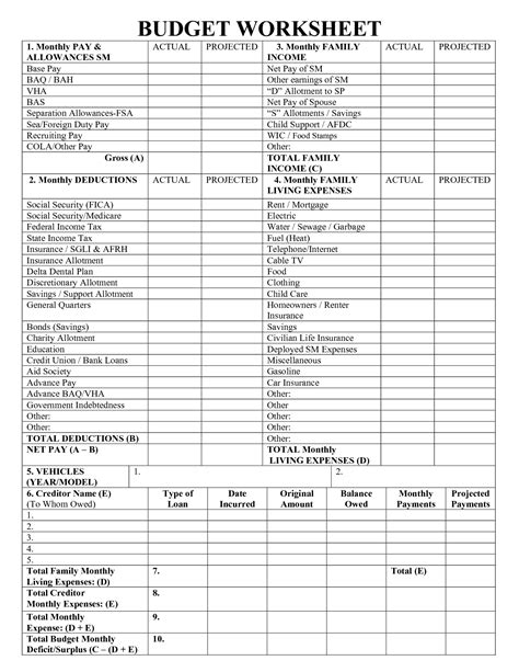 16 Best Images Of Budget Worksheet Monthly Bill Blank