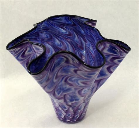 Hand Blown Glass Art Bowl Vase Blue Purple 6724 Oneil Hand Blown Glass Art Art Bowls Glass Art