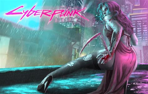 Wallpaper Girl The City The Game Rain Art Cyborg Cd Projekt Red Cyberpunk 2077 Cyberpunk