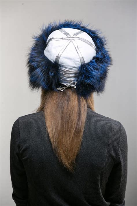 Blue Fox Fur Hat Haute Acorn
