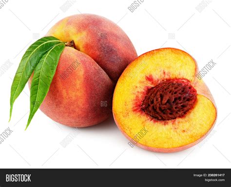 Ripe Whole Peach Green Image And Photo Free Trial Bigstock