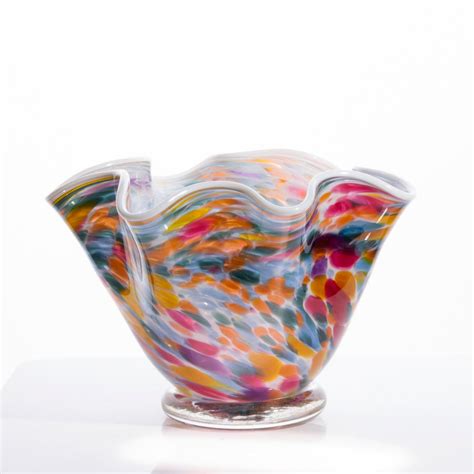Blown Glass Bowl Rainbow Blown Glass Bowl Art Glass Bowls Etsy