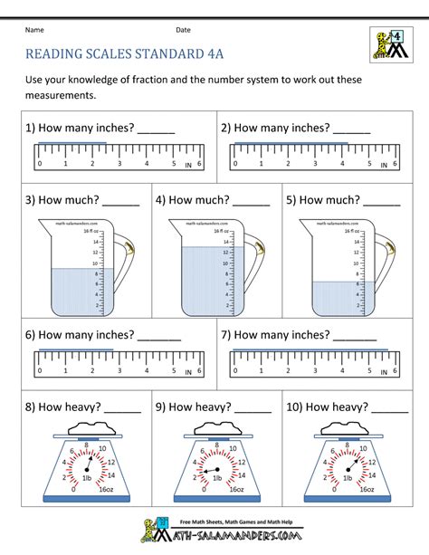 4th Grade Measuring Matter Worksheet