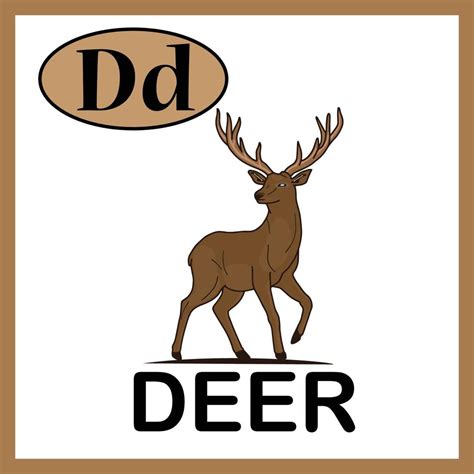 Letter D Deer Alphabet Cute Flash Card Practice Learning For Children