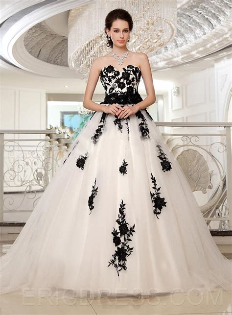 Buy Romantic Plus Size Black And White Wedding Dresses