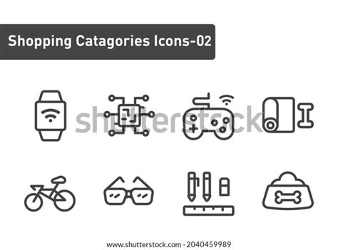 Shopping Categories Elements Outline Icon Set Stock Vector Royalty