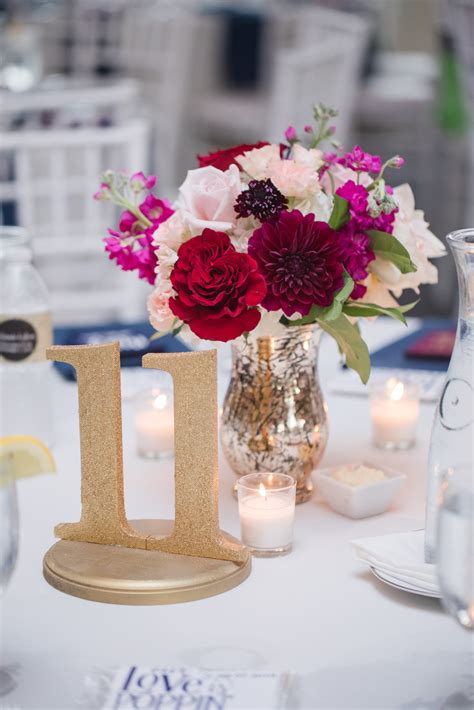 Floral Centerpiece Arrangement in a Gold Mercury Vase - Blossom & Basket Boutique