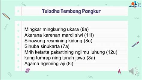 Pembelajaran Bahasa Jawa Kelas Tembang Macapat Pangkur Youtube