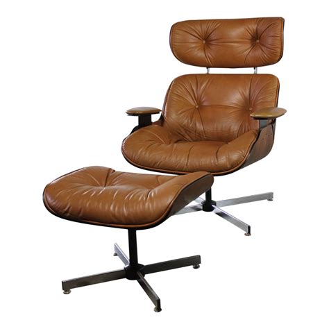 Mid Century Modern Plycraft Eames Style Lounge Chair And Ottoman Chairish
