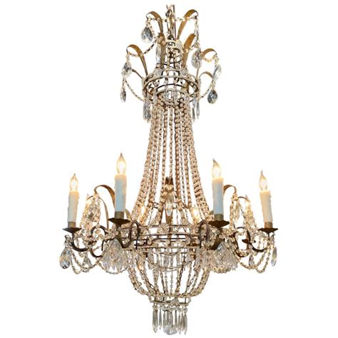 A 39.4/1000mm chain can be shorten to suit your needs. 19th Century French Empire Beaded Crystal and Tole ...