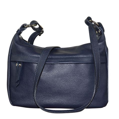Long Strap Ladies Luxury Soft Italian Leather Shoulder Bag In Navy Blue