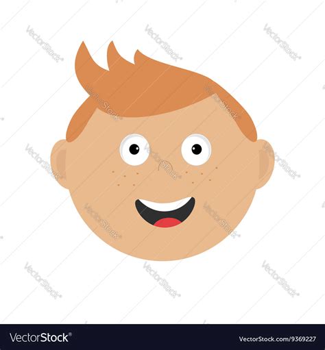 Smiling Boy Head Cute Cartoon Character With Red Vector Image