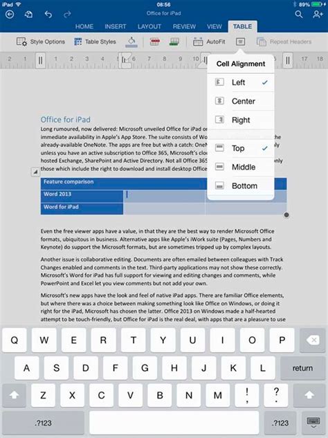 Office apps for word, powerpoint, excel work great on your ipad and let you easily manipulate documents. Word for iPad: Working with a table in Word for iPad ...