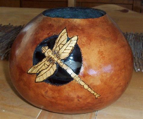 Gourd Art Dragonfly By Silver Moon Artisans