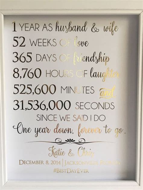 Whether you're making it to 1 year or 50 years of marriage, it is a huge accomplishment for you and your significant other. Pin on 1st Anniversary Gifts