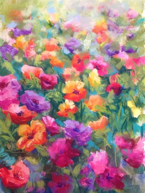 Love Flowers Pastel Over Watercolours Abstract Floral Paintings