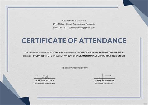Certificate Of Attendance Conference Template Best Template Ideas