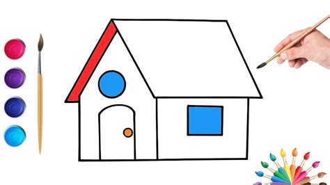 How To Draw A House For Children 🏡🏠easy Drawing For Kids👍stickers 💝