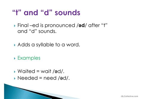pronunciation final ed regular verbs… english esl powerpoints