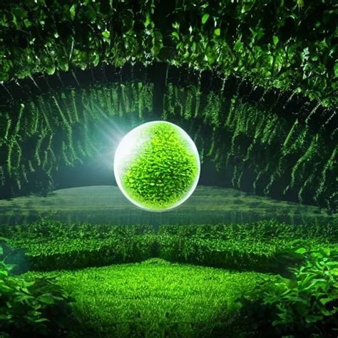 Krea Professional Photo Of The Magical Element Of Green Earth Flora Vines Glass Perfectly