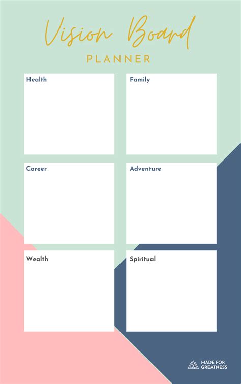 Free Vision Board Planning Template Vision Board Planner Free Vision