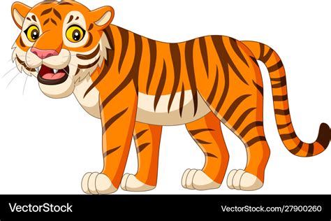 Cartoon Tiger Isolated On White Background Vector Image