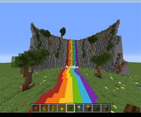 Minecraft Rainbow Waterfall 4 Steps Instructables