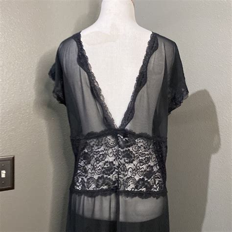 Coquette Diva Intimates And Sleepwear Nwot Black Sheer Gown Bedtime Romantic Lingerie Bridal