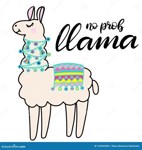 Llama Lettering Vector Illustration Stock Vector Illustration Of