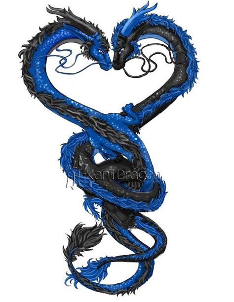 Twin Dragons Blue And Black By Kanjidragon On Deviantart Black Dragon
