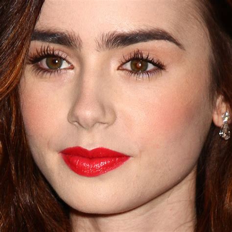 Lily Collins Makeup Nude Eyeshadow Red Lipstick Steal Her Style