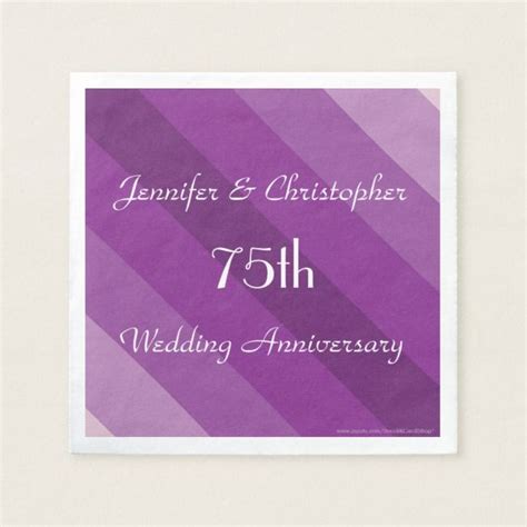 Purple Striped Napkins 75th Wedding Anniversary Napkins Zazzle