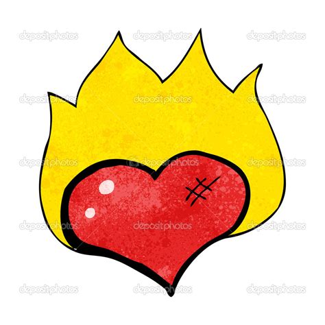 Burning Heart Cartoon Cartoon Burning Heart Symbol — Stock Vector