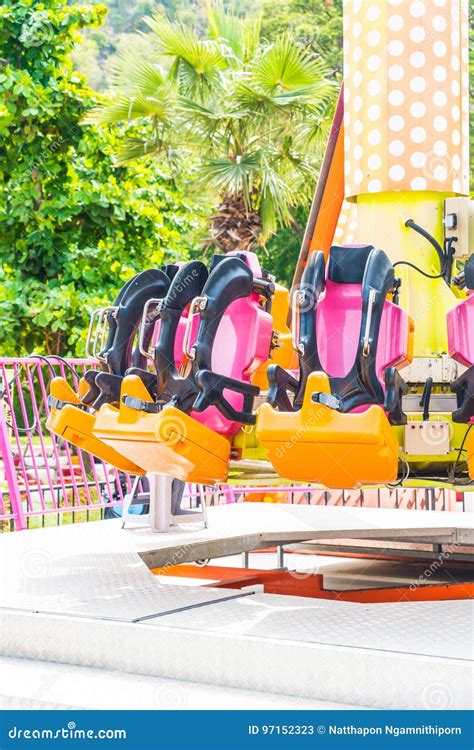 Colorful Roller Coaster Seats At Amusement Park Stock Image Image Of
