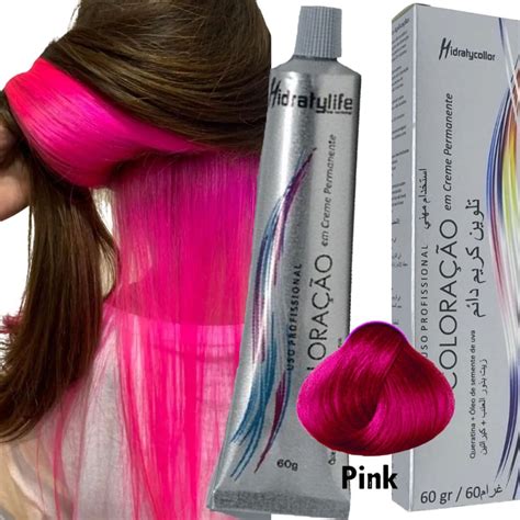 Coloração Rosa Pink Para Cabelo Hidratymairibel 60g Cor Duradoura E Brilho Incrível Não