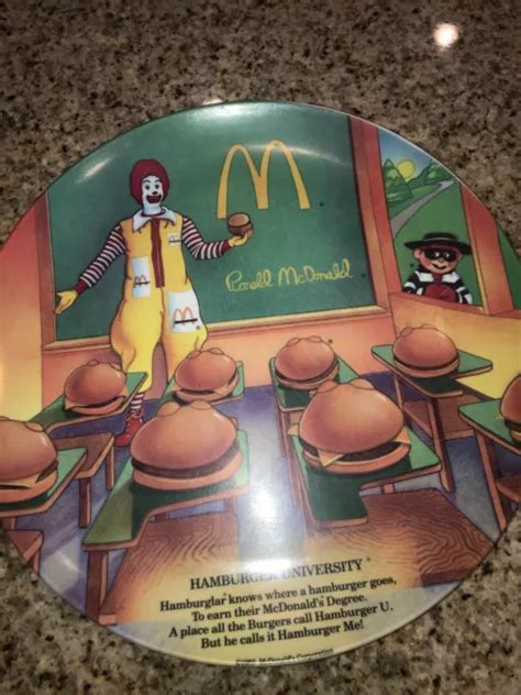 Vintage 1989 Ronald Mcdonalds Hamburger University Plate Mcdonaldland