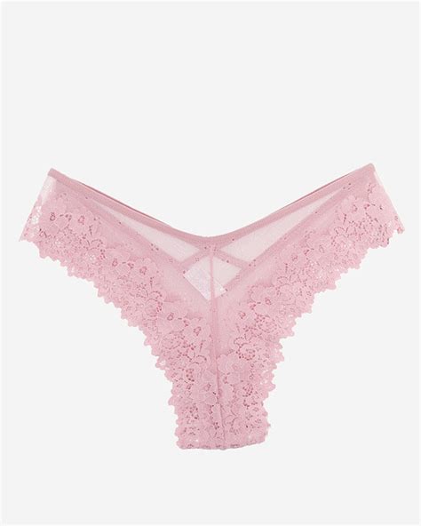 Dámské Růžové Krajkové Brazilské Kalhotky Spodní Prádlo Růžová Royal Fashioncz Online