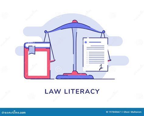 Law Literacy Concept Balance Scale Book Agreement Letter White Isolated