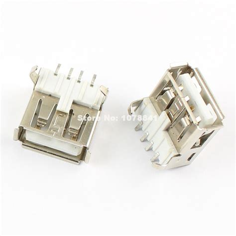 20 Pcs Per Lot Usb A 4 Pin Female Smt Socket Connector Right Angle Diy