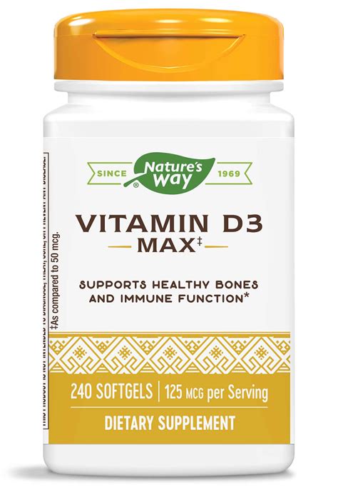 Natures Way Vitamin D3 Max 5000 Iu 125mcg Supplement First