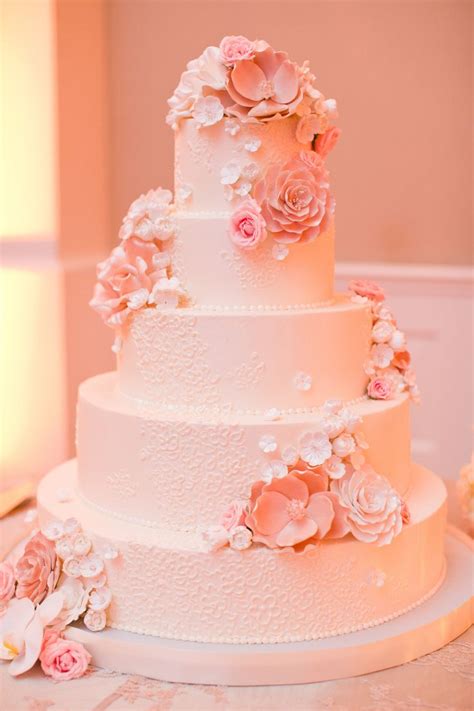 Peach Wedding Cake Can I Get Some Cake Pinterest