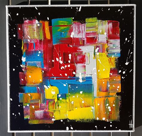 petit tableau abstrait carré création 2017 Peinture par Sandrine