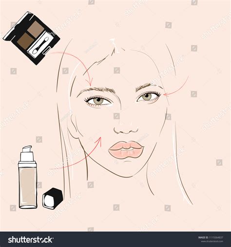 Beautiful Woman Face Nude Makeup Hand Stock Vector Royalty Free