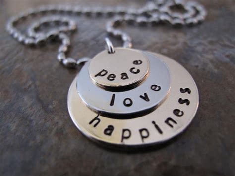 peace love and happiness custom stack inspirational necklace etsy