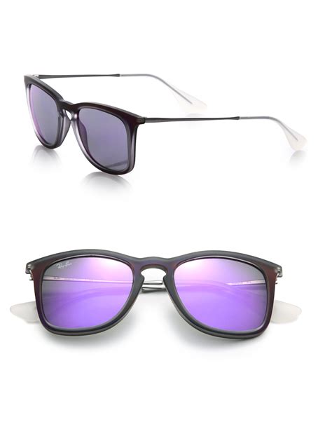 Lyst Ray Ban Mirrored 50mm Square Sunglasses In Purple