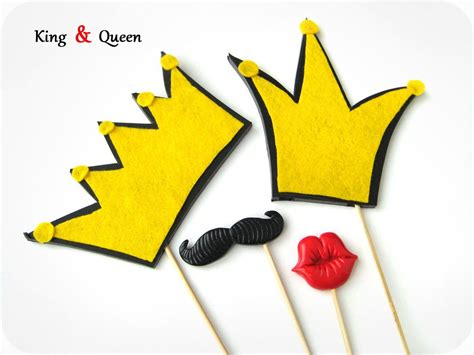 Photo Booth King And Queen Crowns Mustache And Lips Photo Booth Prop Photo Booth Prop