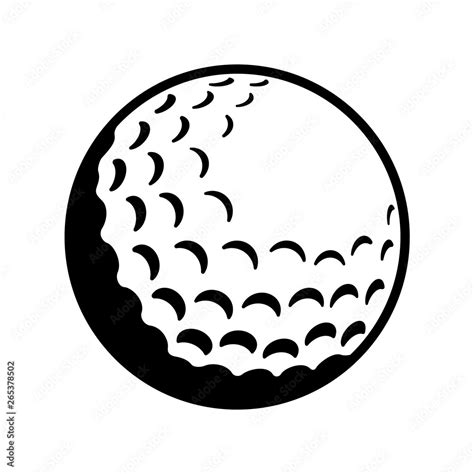 Vector Golf Ball Black And White Close Up Icon Stock Vector Adobe Stock