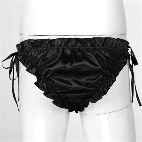 Men Low Rise Ruffles Satin Briefs Breathable Lace Up Pleated Trim Sexy Sissy Panties Buy Sexy