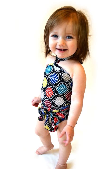 Baby Bathing Suit Colorful Leaf Print Wrap Around Swimsuit Etsy